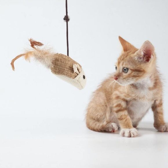 LukPaw Cat Teaser Cat Kitten Toys Set Natural Sisal Wand Teasers with Mouse - Picture 4 of 9